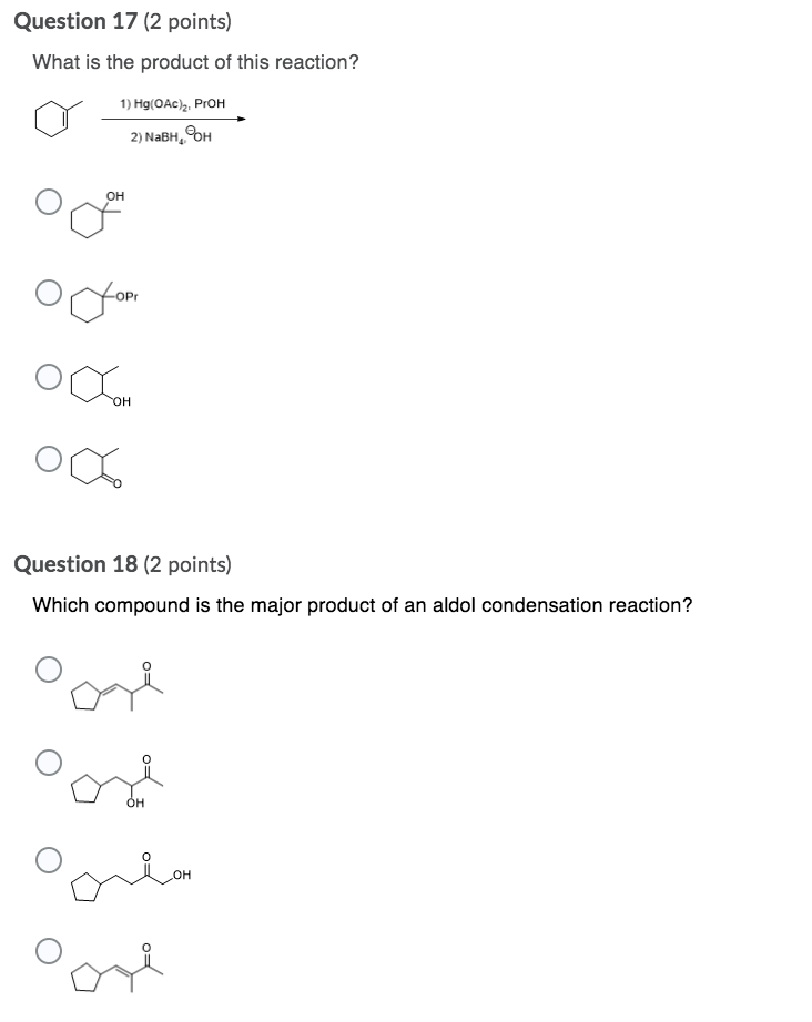Solved Question 17 (2 points) What is the product of this | Chegg.com