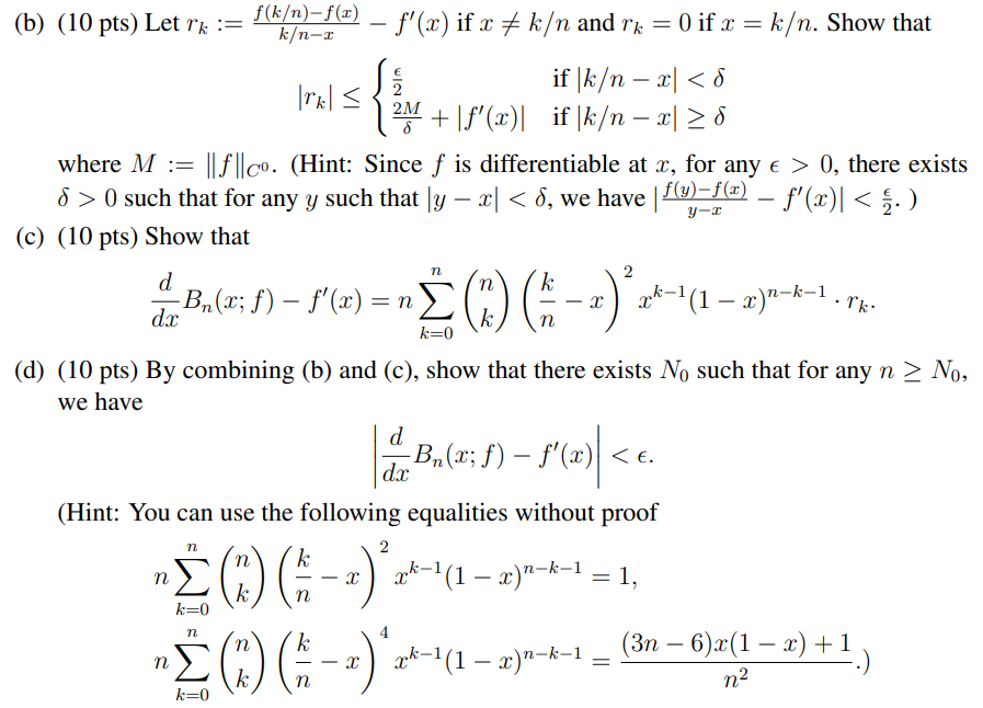 Solved Bn X F ∑k 0nf Nk Nk Xk 1−x N−k A 5pts Show That