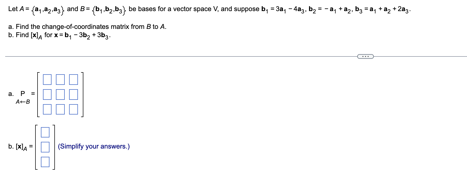 Solved Find the coordinate vector [x] of x relative to the | Chegg.com