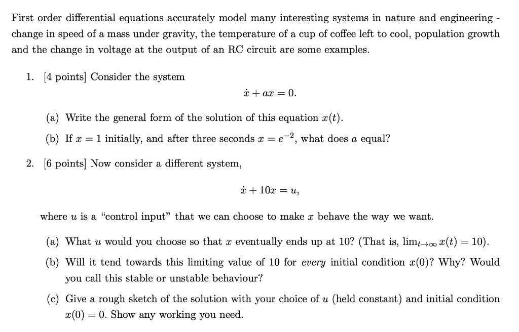 Solved First order differential equations accurately model