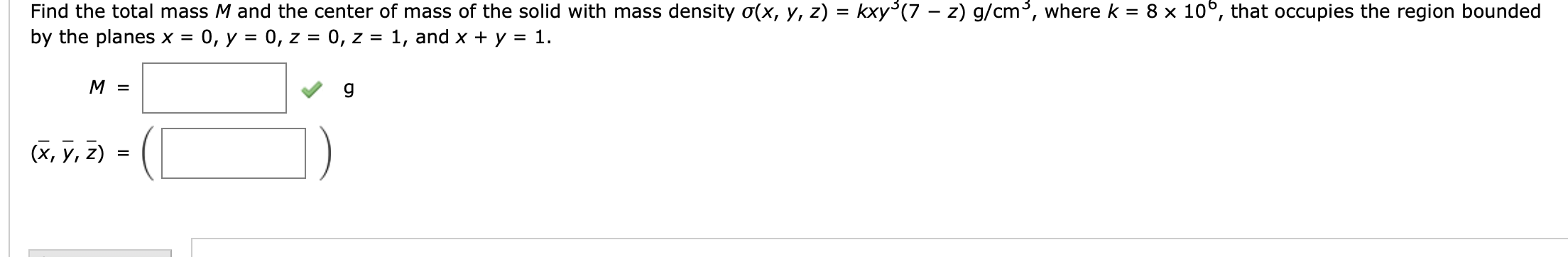 Solved Find the total mass M and the center of mass of the | Chegg.com