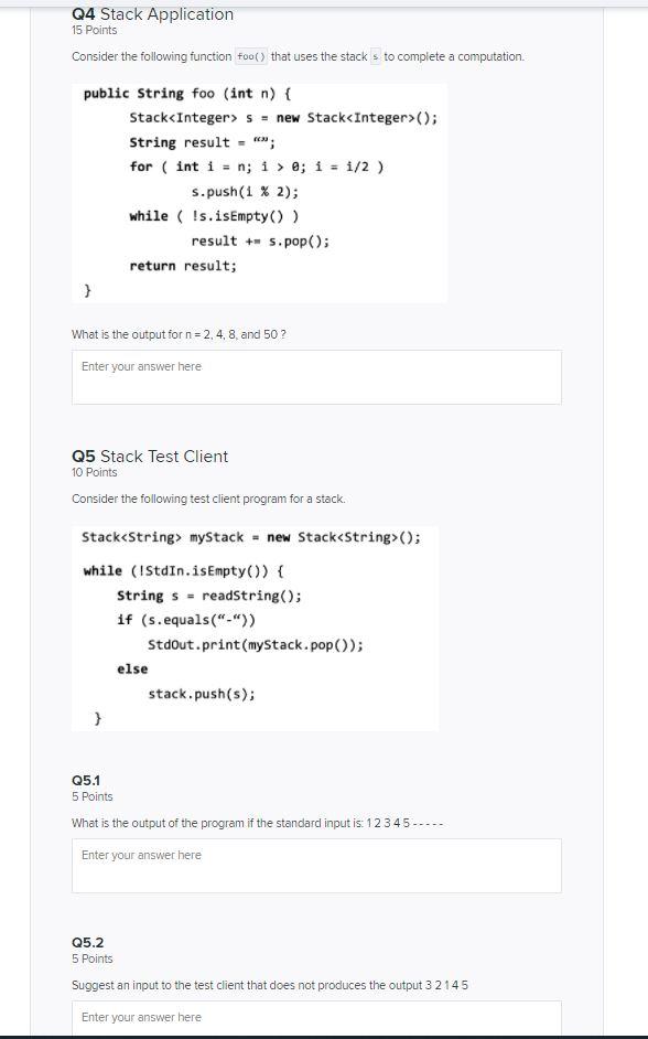 Solved Q4 Stack Application 15 Points Consider the following | Chegg.com