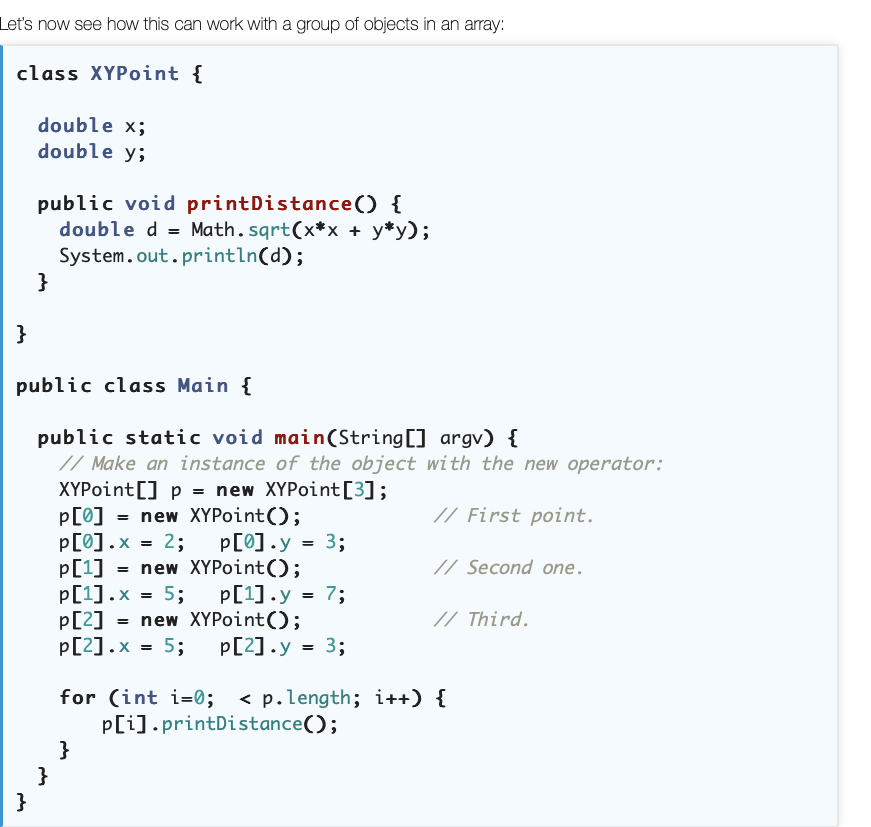 Solved IN JAVA: Exercise 1.5: Create an array of 10 XYPoints | Chegg.com