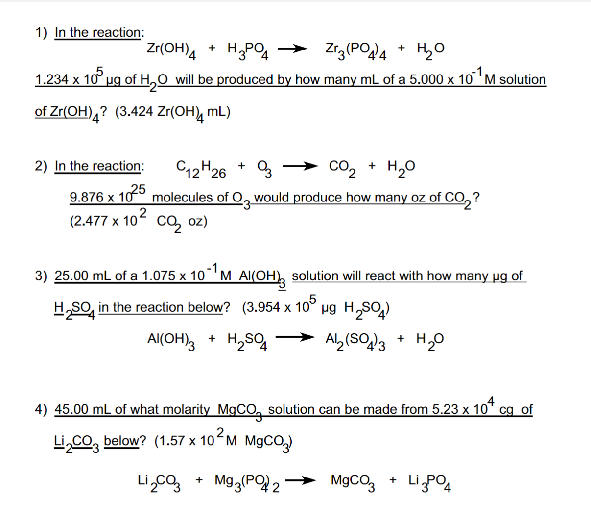 Solved 1) In the reaction: Zr(OH)4+H3PO4→Zr3(PO4)4+H2O | Chegg.com