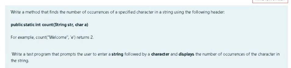 Solved Write a method that finds the number of occurrences | Chegg.com
