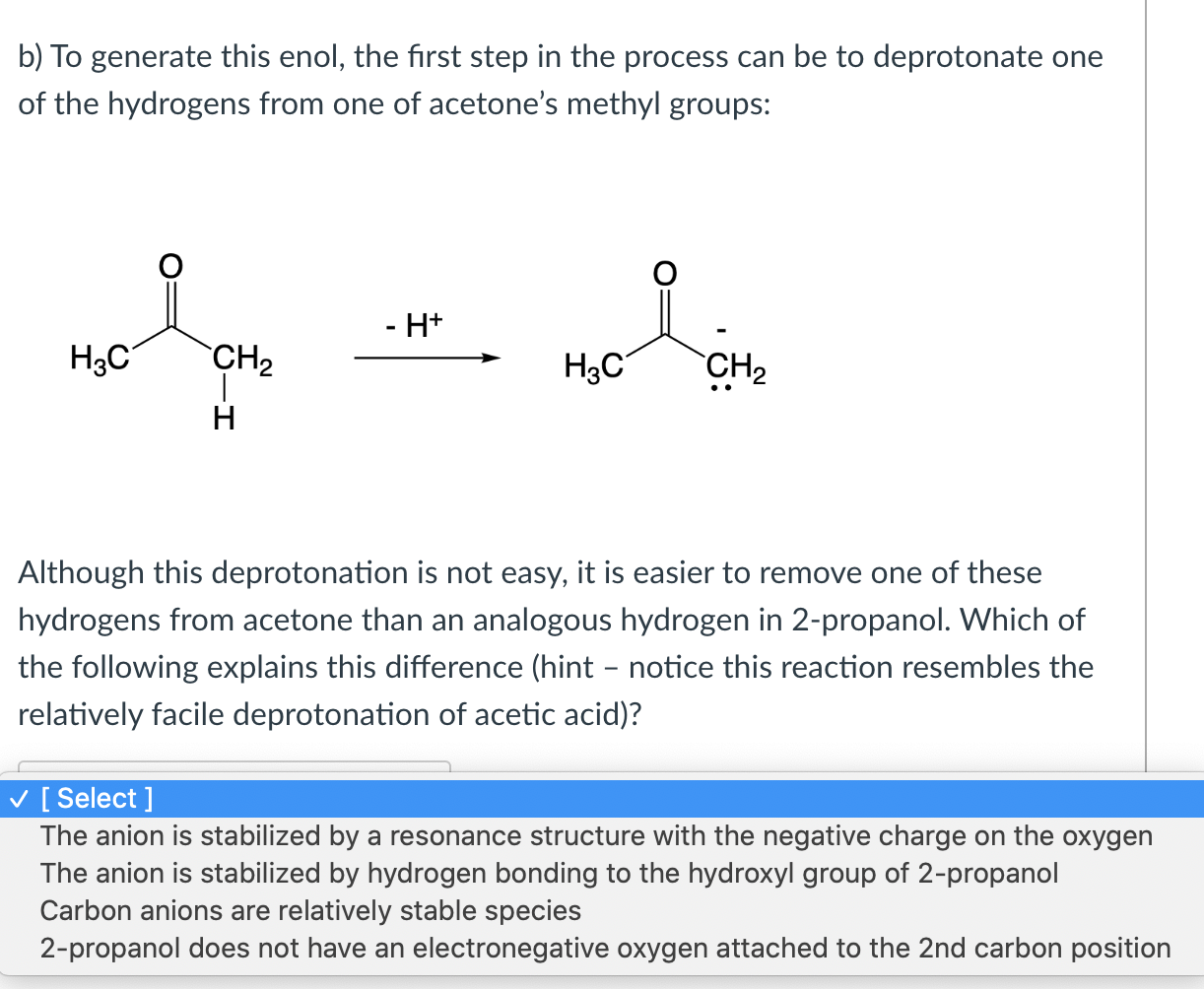 Solved In water, a small amount of acetone is present in a
