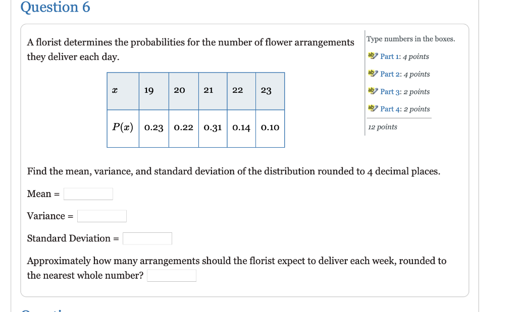 Solved Question 5 Below is a probability distribution for | Chegg.com