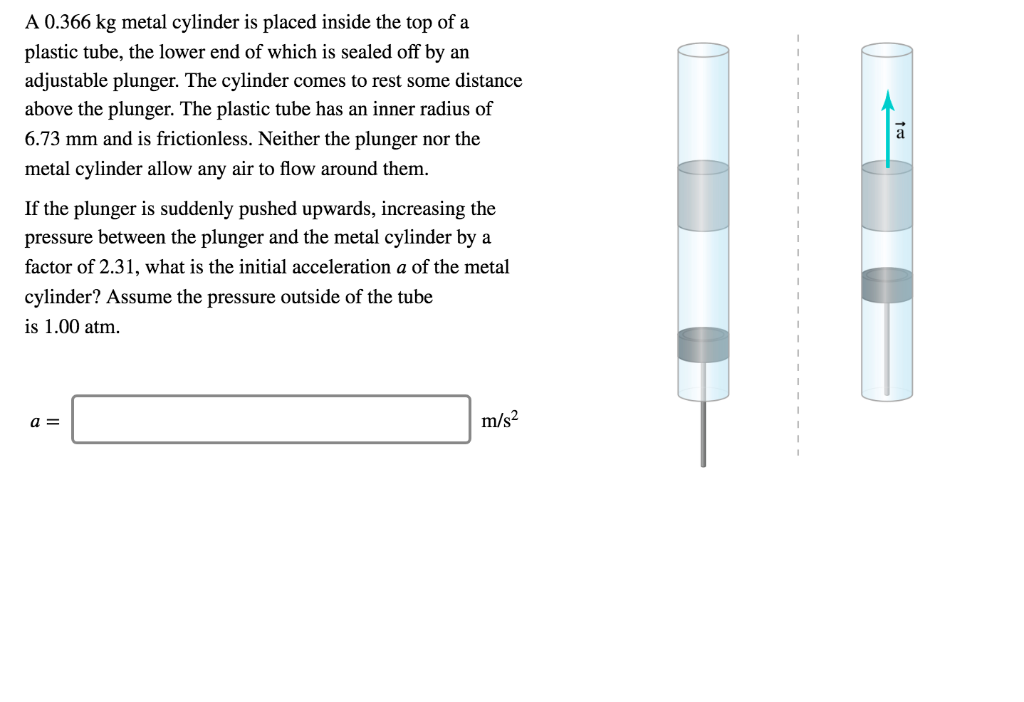 Solved A 0.366 kg metal cylinder is placed inside the top of | Chegg.com