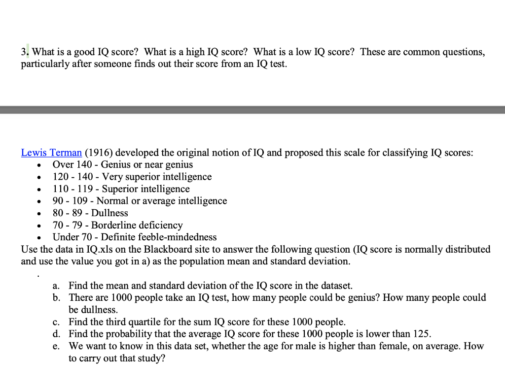 Solved What Is A Good Iq Score What Is A High Iq Score Chegg Com