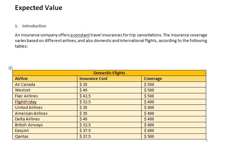 Solved 1. Introduction An Insurance company offers a | Chegg.com