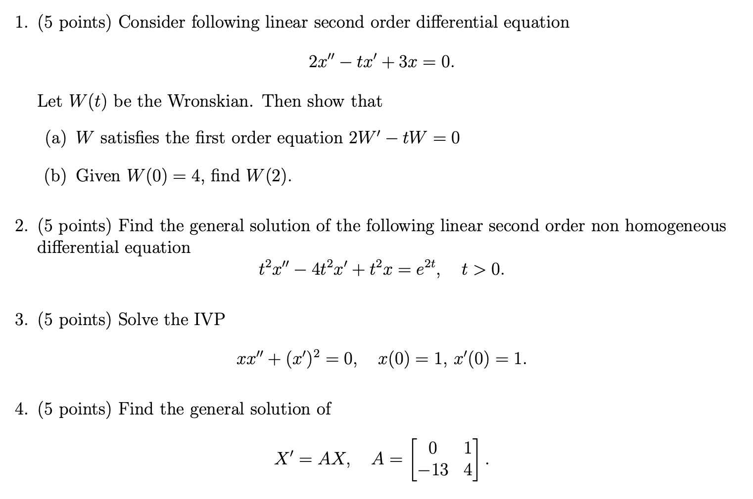 Solved 1 5 Points Consider Following Linear Second Order Chegg Solved 1 5 Points Consider Following Linear Second Order Chegg
