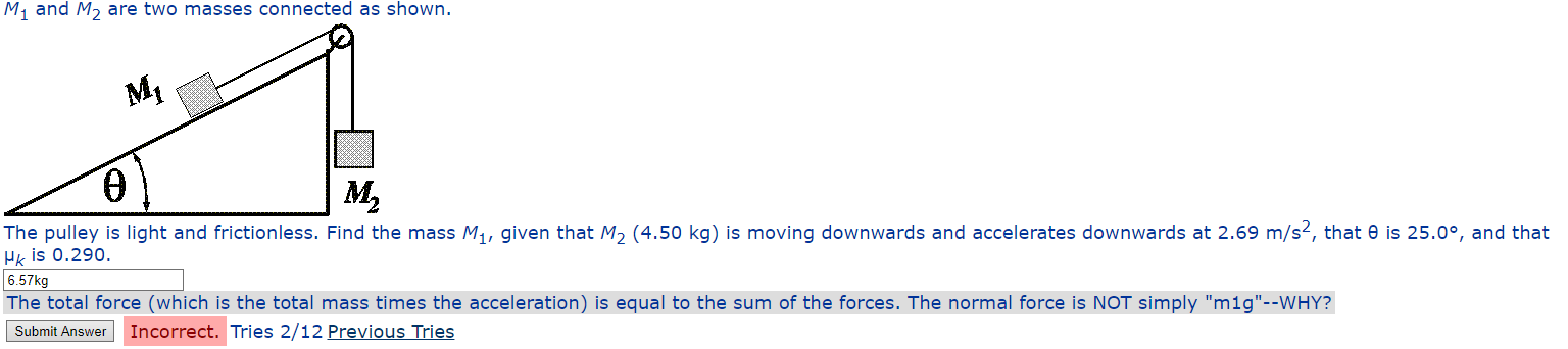 Solved M1 and M2 are two masses connected as shown. M M The | Chegg.com