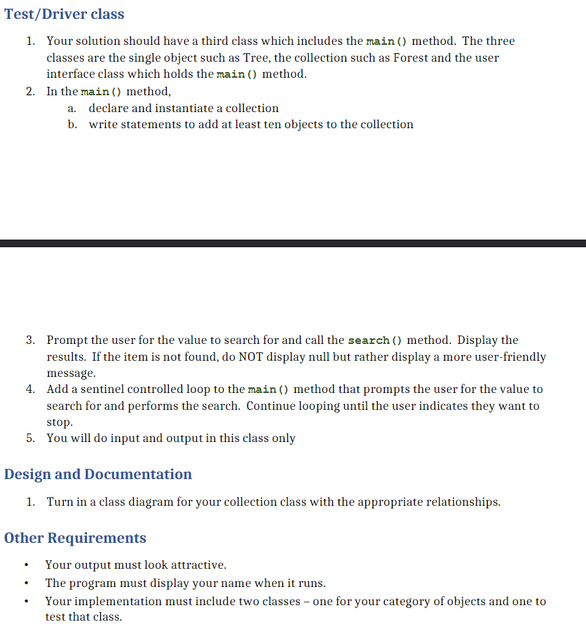 Solved Problem Description: Create a collection of objects. | Chegg.com