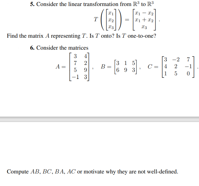 Solved 5. Consider the linear transformation from R3 to R3 | Chegg.com