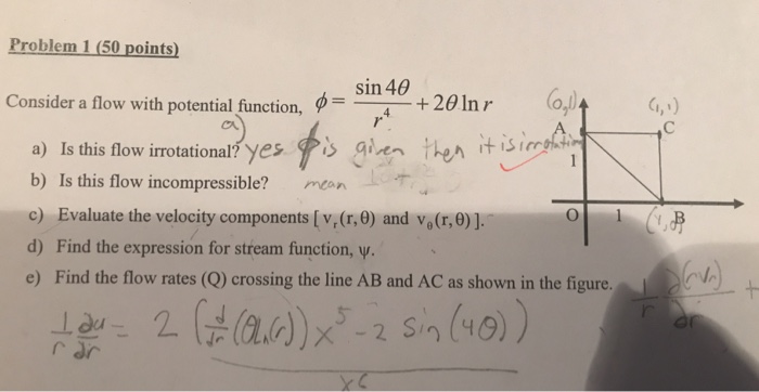 Solved Problem 1 (50 points) Consider a flow with potential | Chegg.com