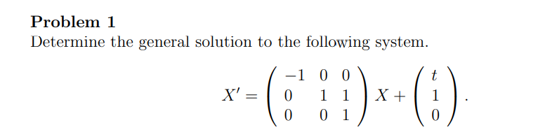 Solved Problem 1 Determine the general solution to the | Chegg.com