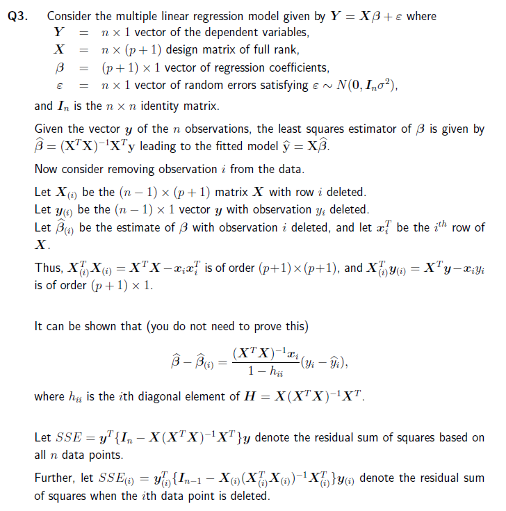 Solved E Xtx Tiyi Y Q3 Consider The Multip Chegg Com