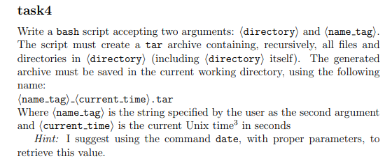 Solved task4 Write a bash script accepting two arguments: | Chegg.com