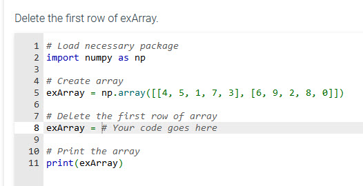 Solved Delete the first row of exArray. Load necessary Chegg