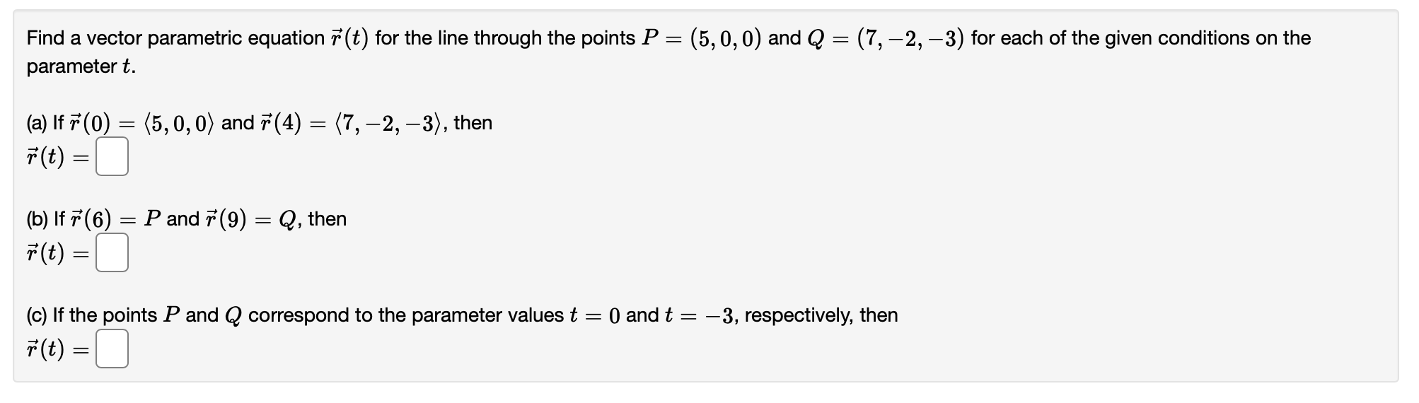 Solved Find a vector parametric equation r(t) for the line | Chegg.com