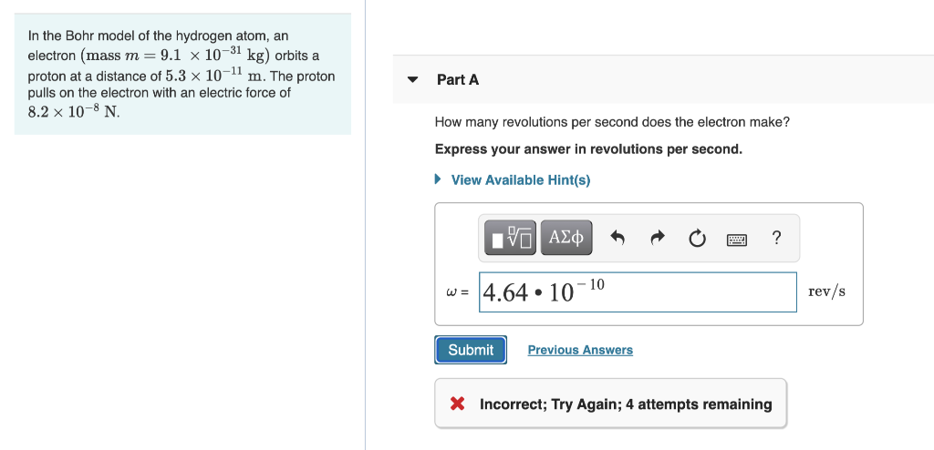 Solved In the Bohr model of the hydrogen atom, an electron | Chegg.com