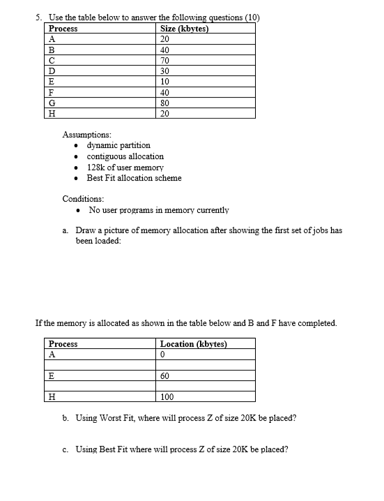 Solved 5. Use the table below to answer the following | Chegg.com
