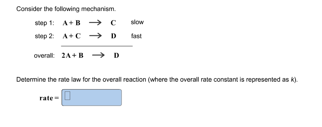 Solved Consider The Following Mechanism Step 1 A+B >C Slow | Chegg.com