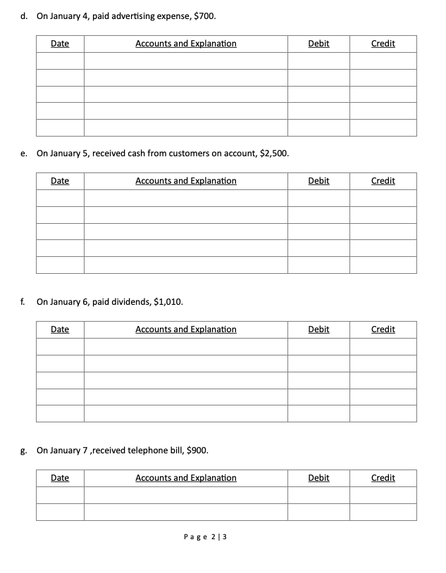 Solved Journalize the following selected transactions for | Chegg.com