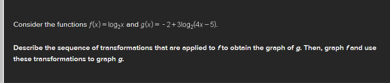 Solved Consider the functions f(x)=log2x ﻿and | Chegg.com