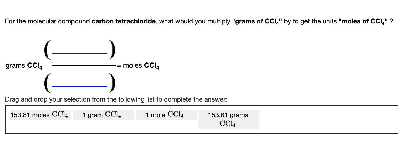 Solved For The Molecular Compound Carbon Tetrachloride What