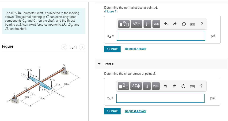 Solved Determine The Normal Stress At Point A. (Figure 1) | Chegg.com