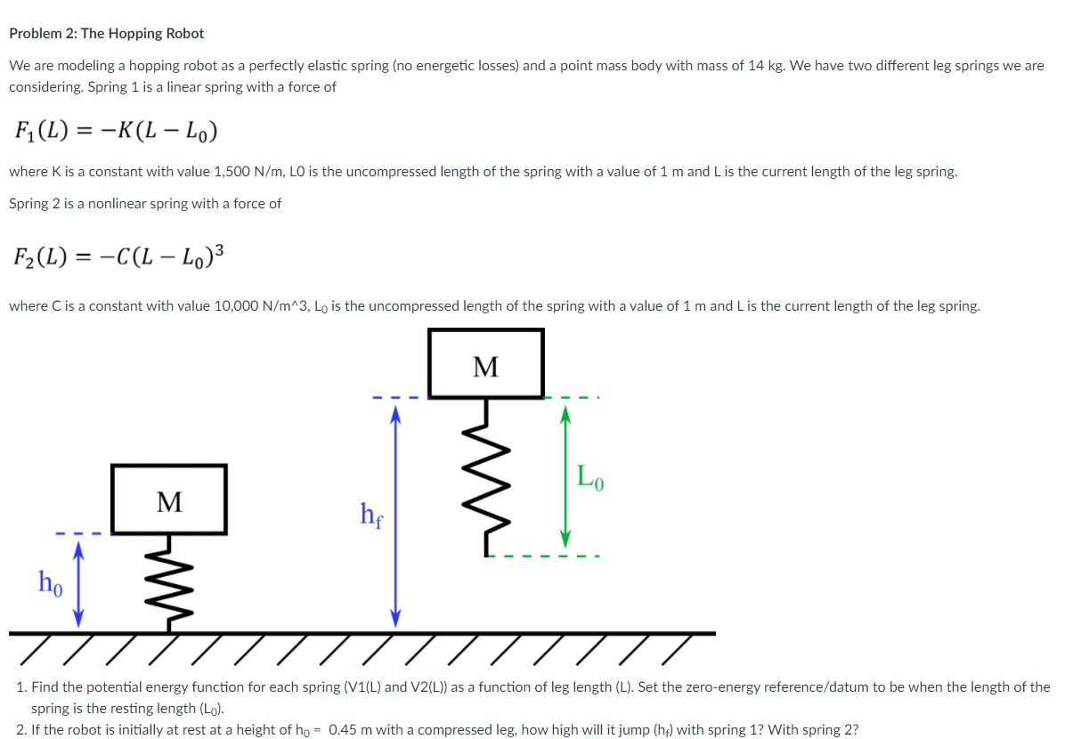 Solved Problem 2 The Hopping Robot We Are Modeling A Hop Chegg Com