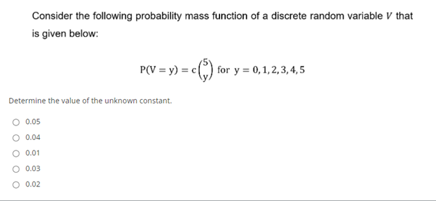 Solved Consider the following probability mass function of a | Chegg.com