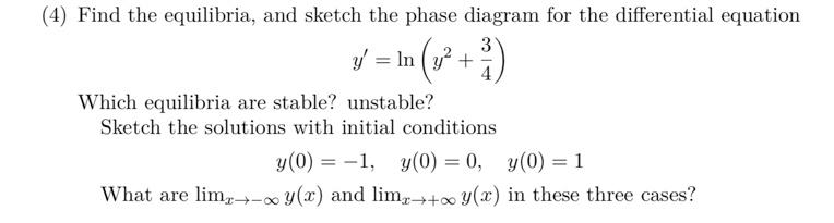 Solved (4) Find the equilibria, and sketch the phase diagram | Chegg.com