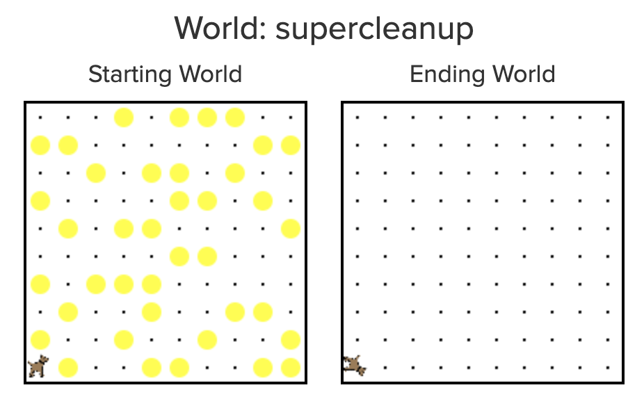 World: supercleanup
Starting World
Ending World