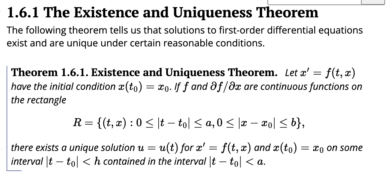 Solved 1.6.1 The Existence And Uniqueness Theorem The | Chegg.com