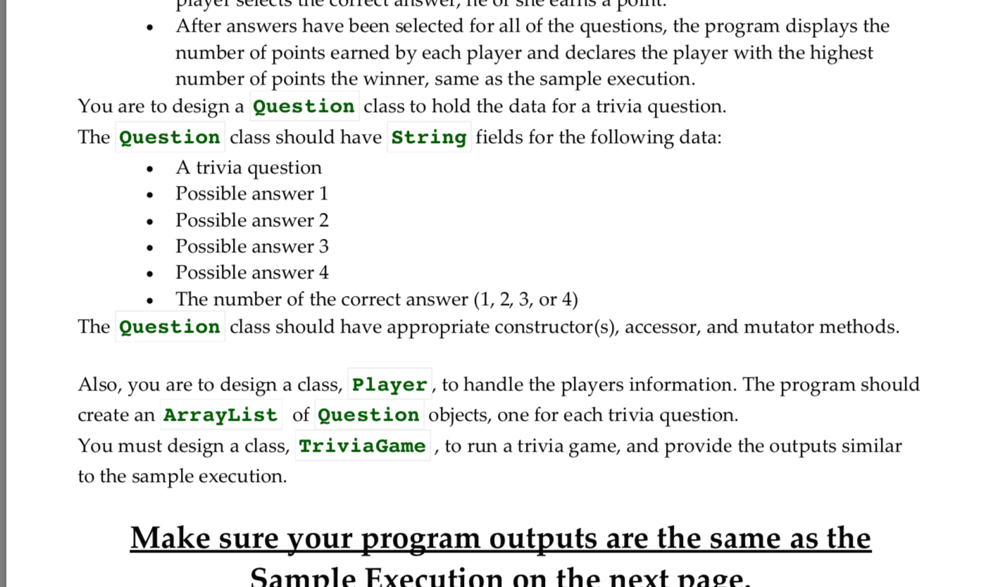 Solved Trivia Game In this programming challenge, you will | Chegg.com