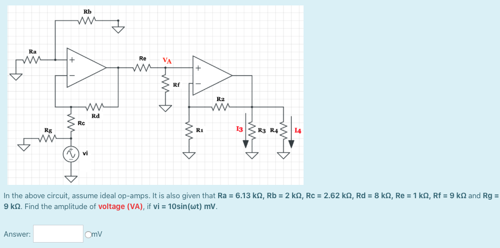 Solved Rb Ra Re VA un + RE R2 stund mind Rd Rc Rg R1 13 R3 | Chegg.com