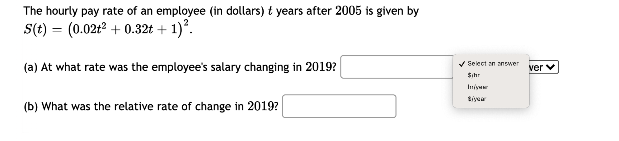 Solved The hourly pay rate of an employee (in dollars) t | Chegg.com