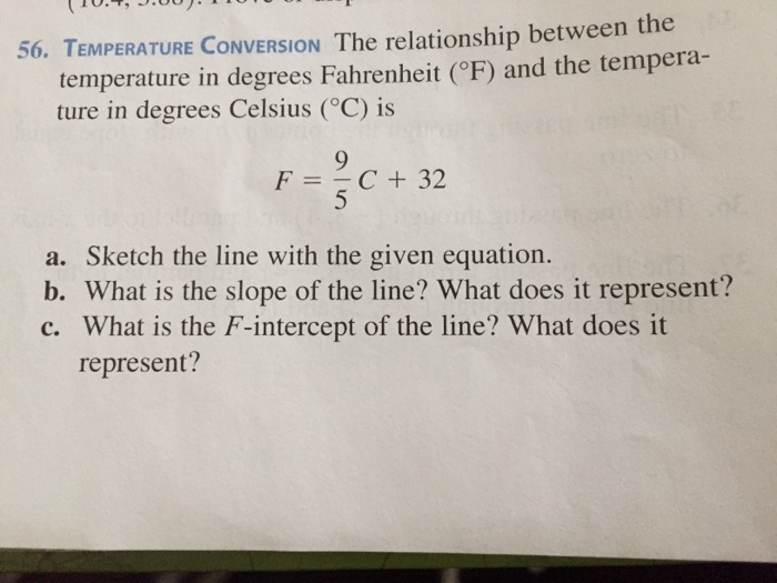 Solved 56. TEMPERATURE CONVERSION The relationship between | Chegg.com