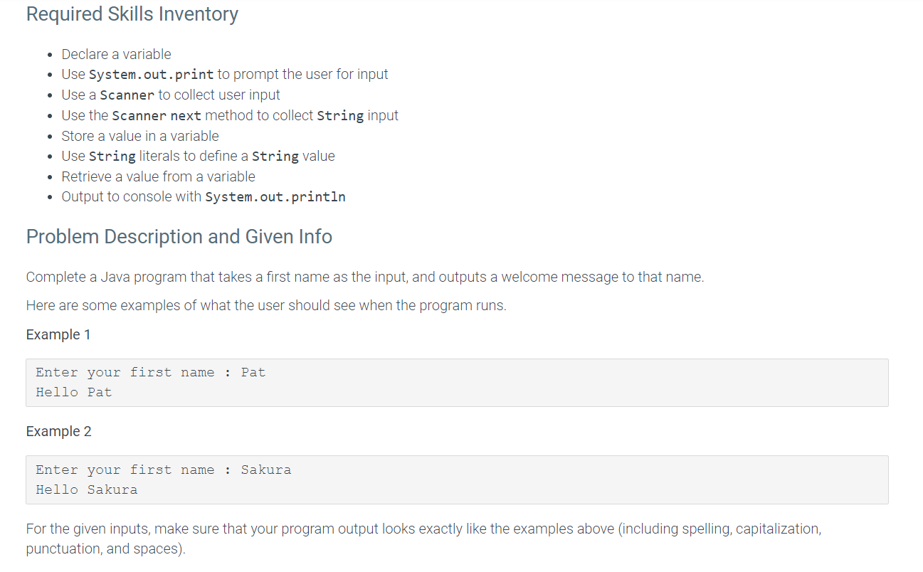 Solved Required Skills Inventory . Declare a variable Use | Chegg.com