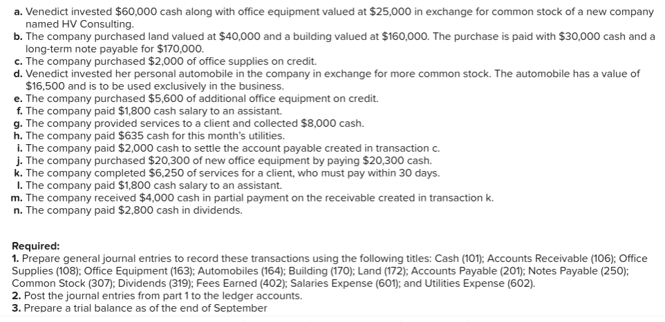 Solved A Venedict Invested 60 000 Cash Along With Office Chegg