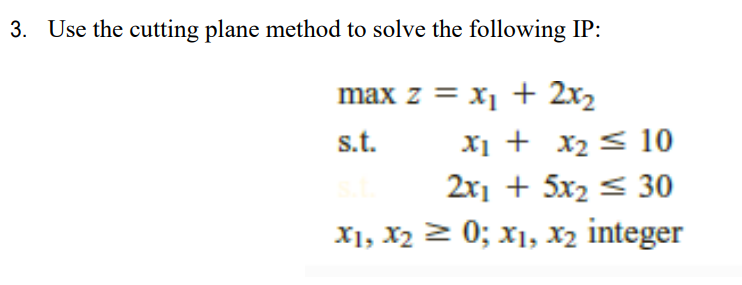 Solved 3. Use The Cutting Plane Method To Solve The | Chegg.com