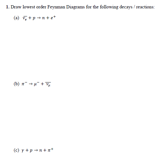 Solved 1. Draw Lowest Order Feynman Diagrams For The 