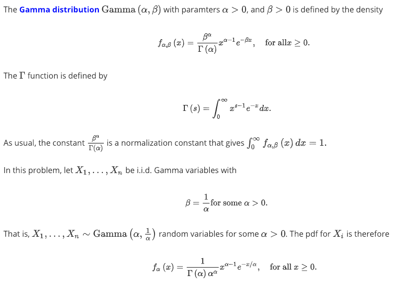 Solved The Gamma distribution Gamma (α, β) with paramters α | Chegg.com