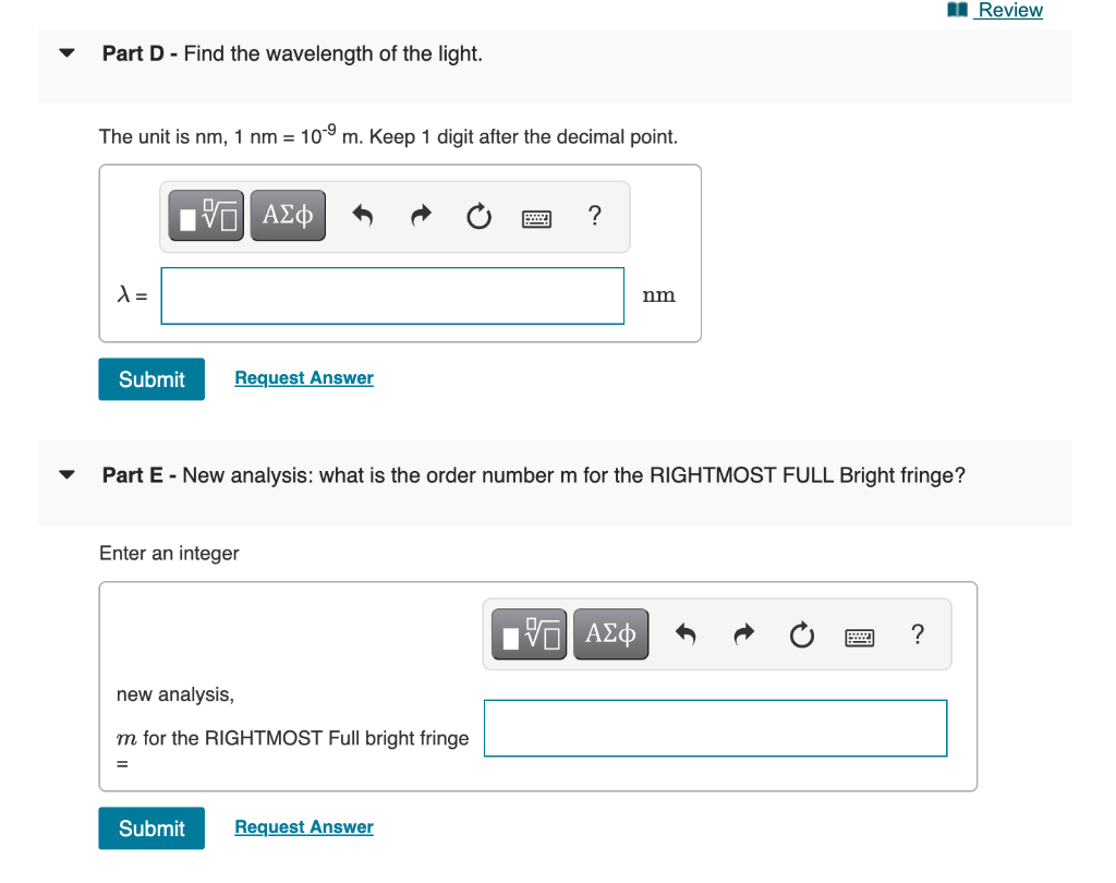 Solved Review Coherent light with an unknown wavelength | Chegg.com
