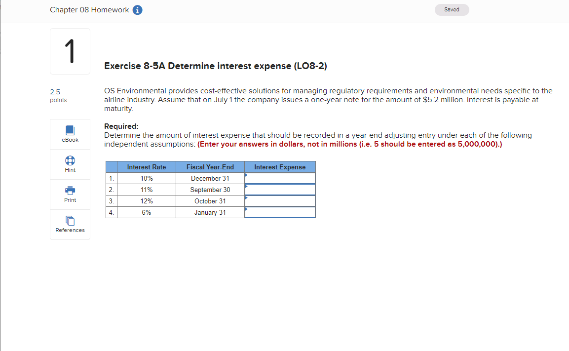 Solved Chapter 08 Homework a Saved 1 Exercise 8-5A Determine | Chegg.com