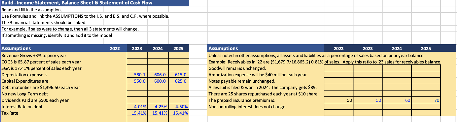 Build - Income Statement, Balance Sheet \& Statement | Chegg.com