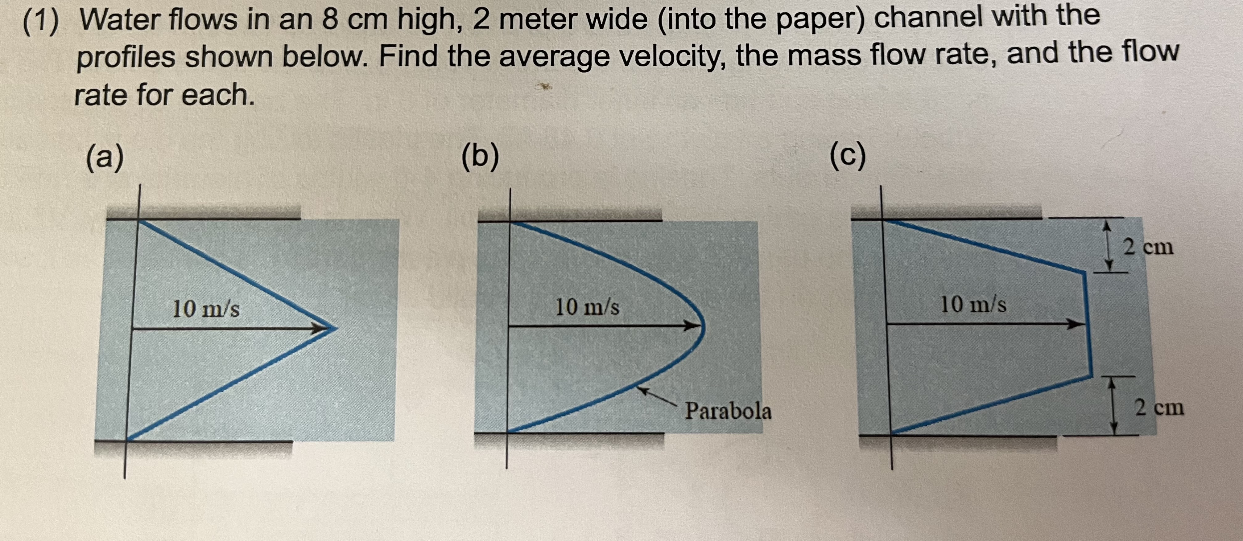 (1) ﻿Water flows in an 8 ﻿cm high, 2 ﻿meter wide