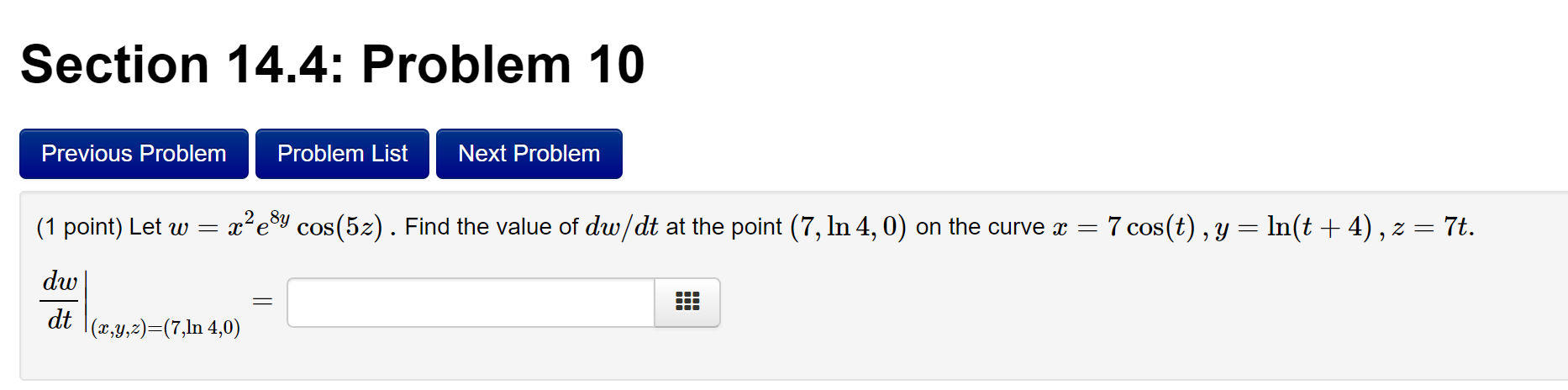 Solved Section 14.4: Problem 10 Previous Problem Problem | Chegg.com